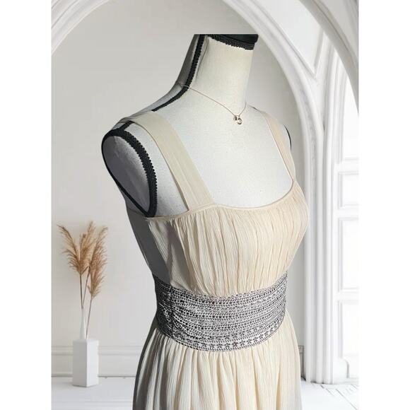 Sigrid Olsen Silk Womens Dress 2 XS 0 Cream Brown Silk Ethereal Midi Gown - Picture 7 of 11